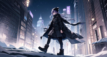 Картинка аниме зима +новый+год +рождество нейросети графика нейроарт ai art нейронные сети рисунки нейро искусство