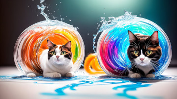 обоя рисованное, животные,  коты, нейросети, графика, нейроарт, ai, art, нейронные, сети, рисунки, нейро, искусство