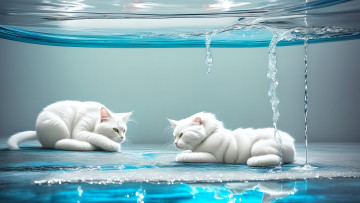 обоя рисованное, животные,  коты, нейросети, графика, нейроарт, ai, art, нейронные, сети, рисунки, нейро, искусство