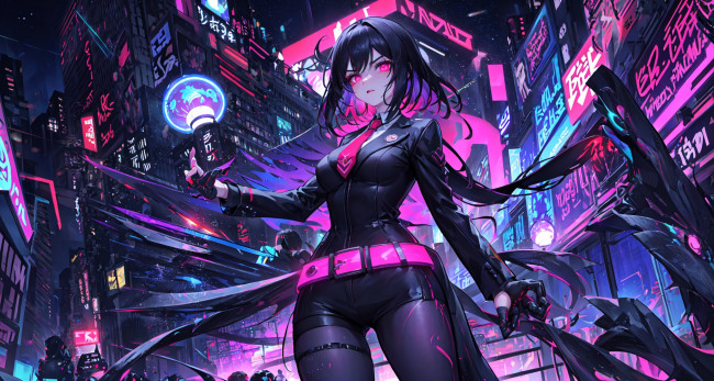 Обои картинки фото аниме, город,  улицы,  интерьер,  здания, нейросети, графика, нейроарт, ai, art, нейронные, сети, рисунки, нейро, искусство, девушка