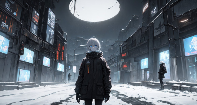 Обои картинки фото аниме, зима,  новый год,  рождество, нейросети, графика, нейроарт, ai, art, нейронные, сети, рисунки, нейро, искусство