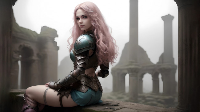 Обои картинки фото фэнтези, девушки, нейросети, графика, нейроарт, ai, art, нейронные, сети, рисунки, нейро, искусство, девушка, воин