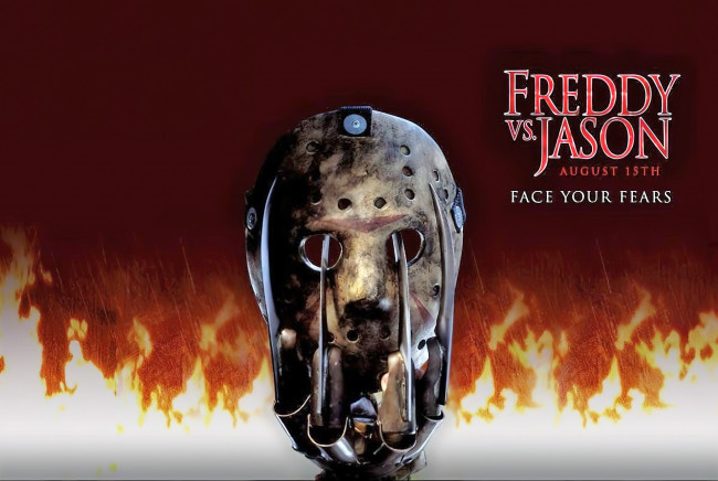 Обои картинки фото кино фильмы, freddy vs,  jason, маска, перчатка, огонь
