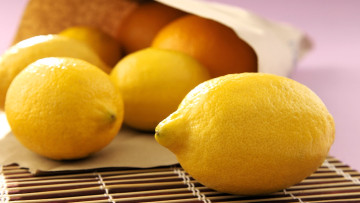 обоя еда, цитрусы, лимоны, пакет, коврик