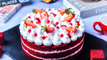 обоя еда, торты, торт, книги, чашка