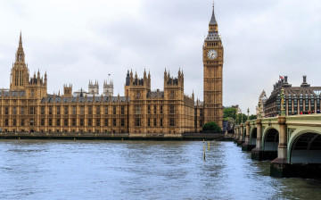 обоя города, лондон , великобритания, биг, бен, мост, река, темза, парламент