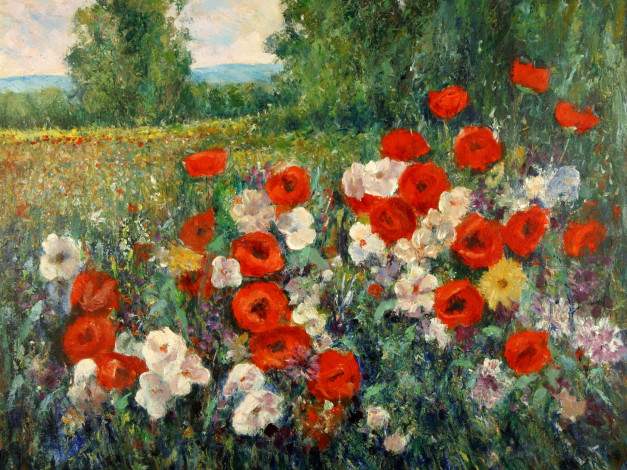 Обои картинки фото louis, joesph, cresenti, рисованные, маки