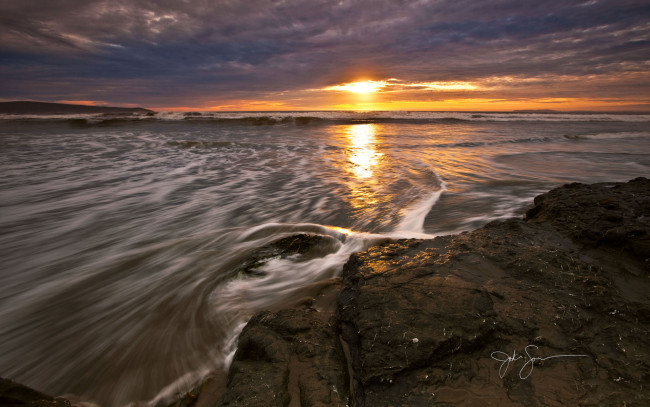 Обои картинки фото природа, восходы, закаты, камни, море, закат