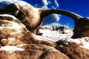 Картинка desolate 3д графика nature landscape природа ледник облака орел горы