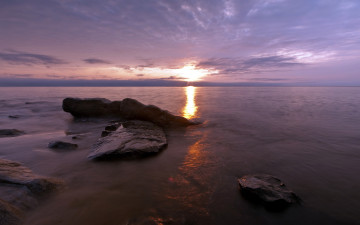 Картинка природа восходы закаты море камни