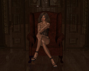 Картинка 3д графика people люди девушка кресло