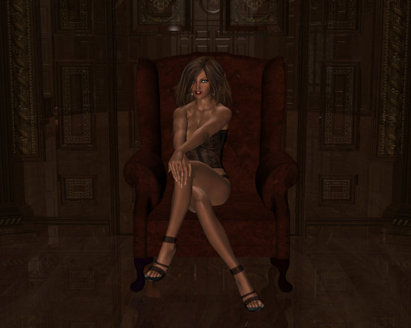 Обои картинки фото 3д, графика, people, люди, девушка, кресло