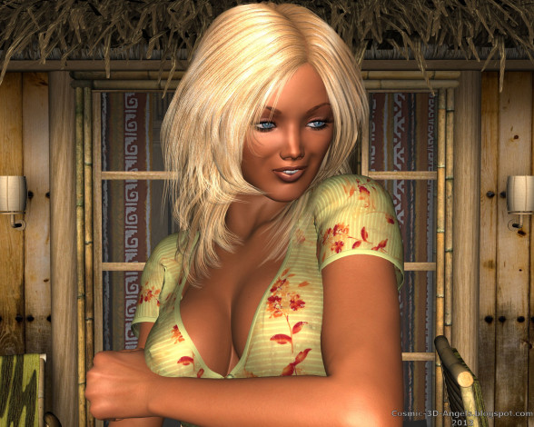 Обои картинки фото 3д, графика, people, люди, девушка, взгляд, блондинка