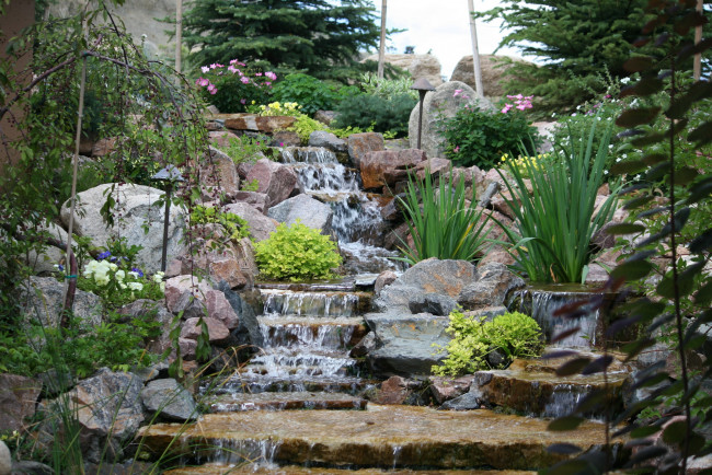 Обои картинки фото природа, парк, растения, миниводопад, сад