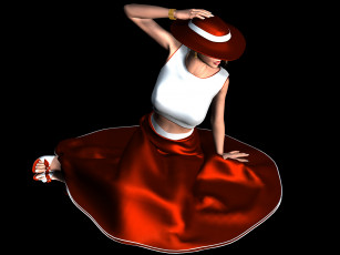 Картинка 3д+графика люди+ people девушка шляпа юбка