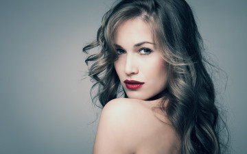 Картинка девушки -unsort+ лица +портреты макияж фон девушка плечи кудри волосы губы взгляд