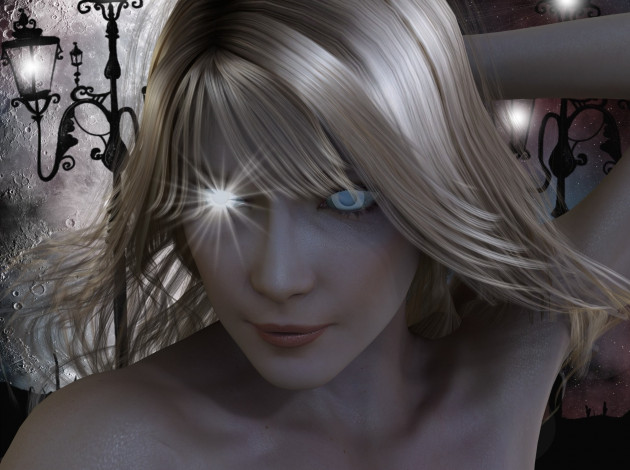 Обои картинки фото 3д графика, фантазия , fantasy, девушка, взгляд, фон