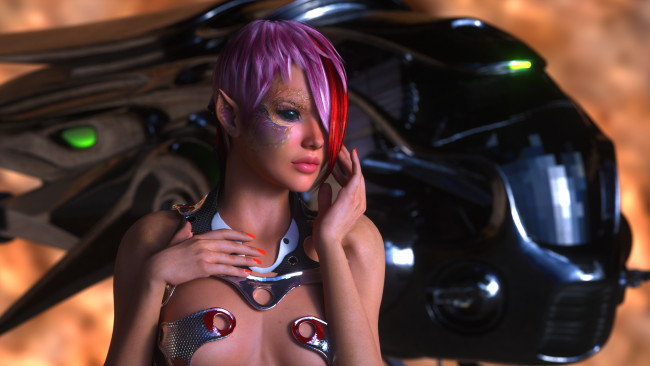 Обои картинки фото 3д графика, эльфы , elves, фон, взгляд, эльфийка