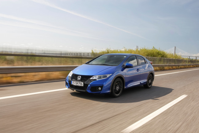 Обои картинки фото автомобили, honda, синий, 2015г, uk-spec, sport, civic