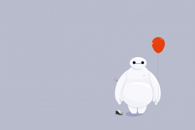 Обои картинки фото рисованное, минимализм, baymax, шарик, big, hero, 6, город, героев