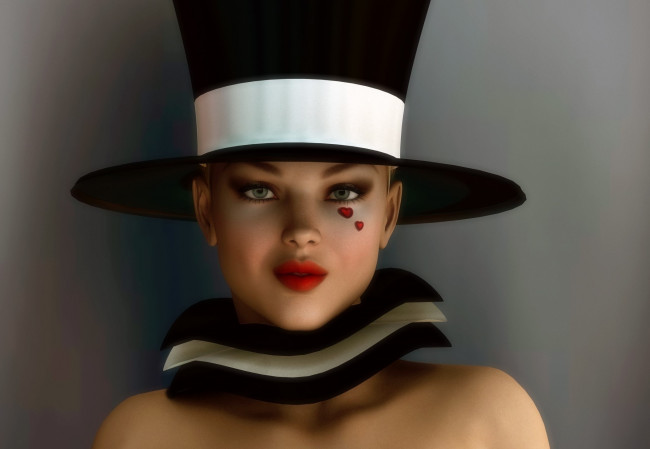 Обои картинки фото 3д графика, портрет , portraits, девушка, взгляд, фон, шляпа