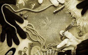 Картинка разное ретро +винтаж перчатки старина фото клипсы бусы