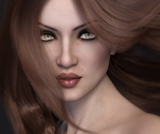 Обои картинки фото 3д графика, портрет , portraits, взгляд, девушка, фон