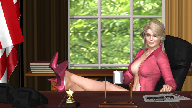 Обои картинки фото 3д графика, люди , people, офис, взгляд, девушка, фон, парень