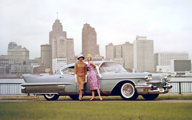 Обои картинки фото автомобили, -авто с девушками, cadillac