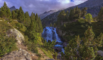 Картинка природа водопады водопад река лес