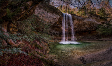 Картинка природа водопады лес водопад река