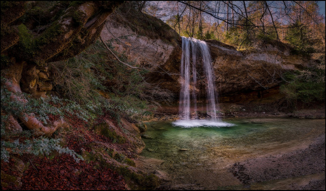 Обои картинки фото природа, водопады, лес, водопад, река