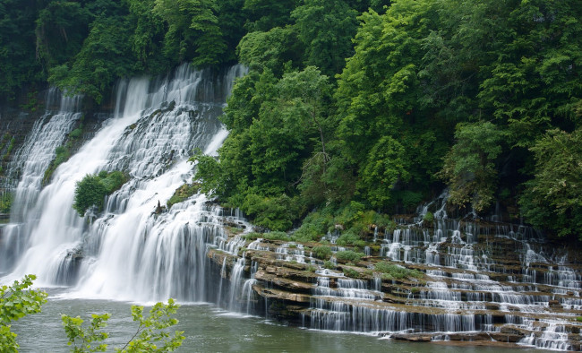 Обои картинки фото природа, водопады, водопад, река, лес