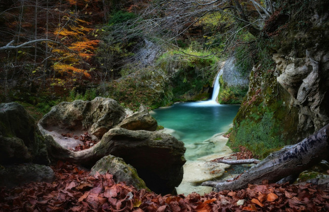 Обои картинки фото природа, водопады, водопад, река, лес