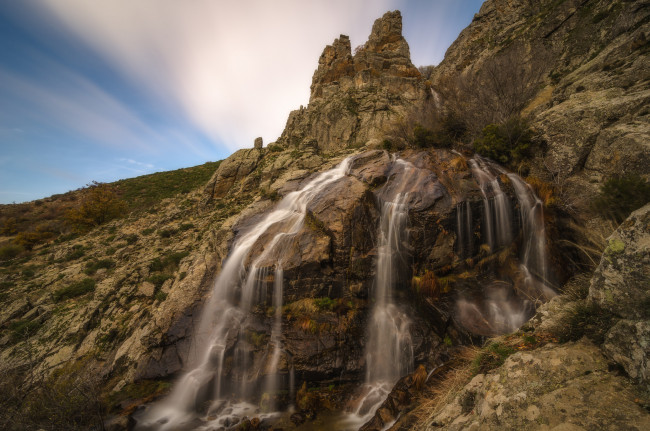 Обои картинки фото природа, водопады, водопад, река, лес