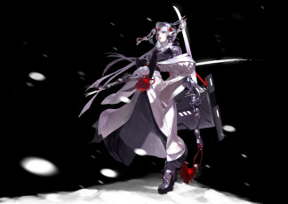 Картинка аниме оружие +техника +технологии девушка снег