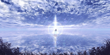 Картинка аниме пейзажи +природа девушка