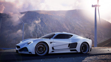 Картинка mazzanti+evantra+v8 автомобили mazzanti белый горы ветрогенераторы
