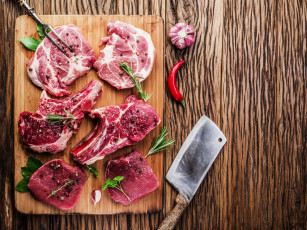 Картинка еда мясные+блюда свежее мясо перчик розмарин чеснок