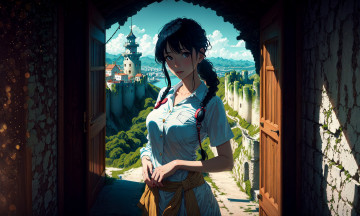 Картинка аниме город +улицы +интерьер +здания нейросети графика нейроарт ai art нейронные сети рисунки нейро искусство