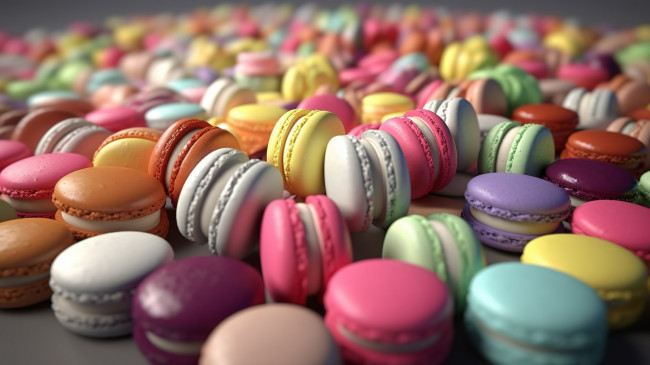 Обои картинки фото еда, макаруны, лакомство, печенье, ассорти