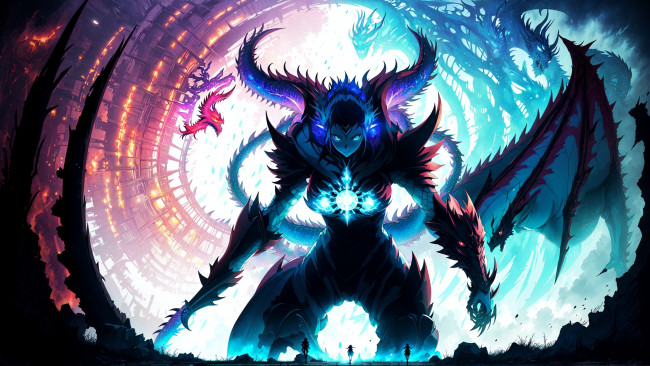 Обои картинки фото аниме, ангелы,  демоны, нейросети, графика, нейроарт, ai, art, нейронные, сети, рисунки, нейро, искусство