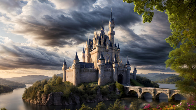 Обои картинки фото фэнтези, замки, нейросети, графика, нейроарт, ai, art, нейронные, сети, рисунки, нейро, искусство, замок