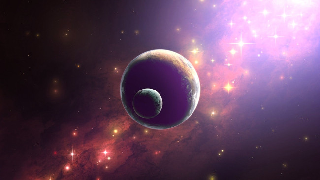 Обои картинки фото космос, арт, планеты, звезды, туманность