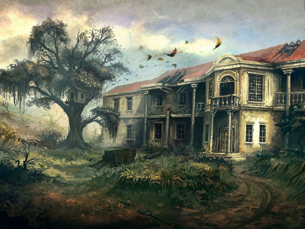 Обои картинки фото рисованные, города