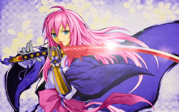 Картинка аниме weapon blood technology девушка сабля