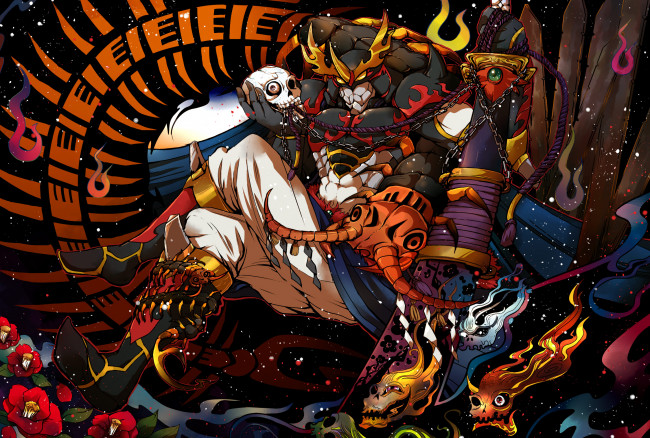 Обои картинки фото digimon, аниме, черепа