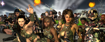 Картинка 3д графика fantasy фантазия оружие девушки