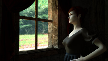 Картинка 3д графика people люди девушка окно