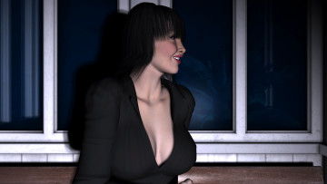 Картинка 3д графика people люди окно девушка взгляд